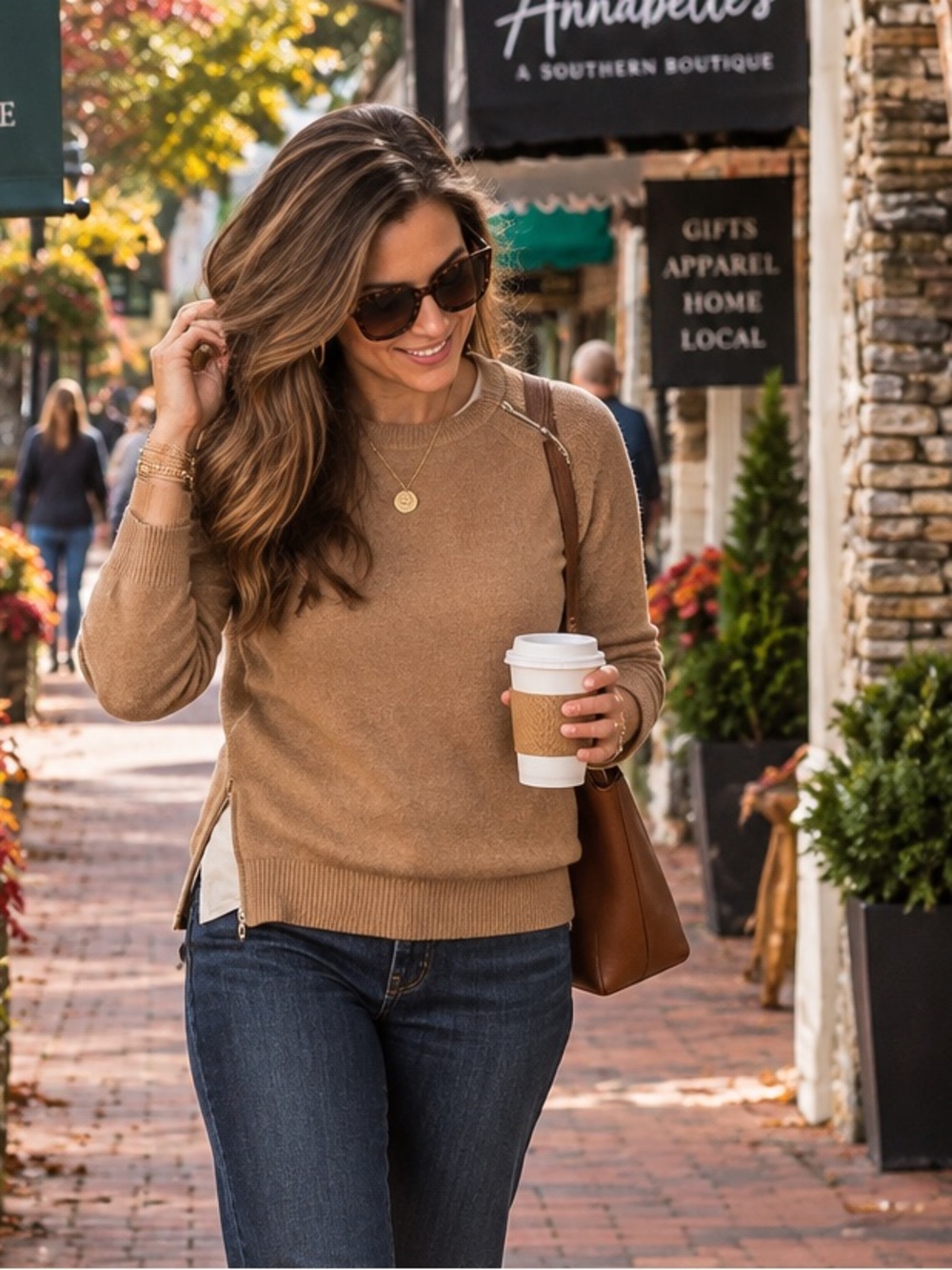 J.Crew Merino Wool Asymmetrical Zip Sweater Toffee Brown Moto Small B1264